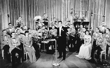 Horace Heidt (center) and His Musical Knights, Mimi Cabanne (Right), circa 1940's