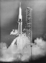 Saturn 1 Rocket Blasts off Carrying a NASA Satellite, Pegasus, Cape Kennedy, Florida, USA, 1965