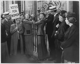 Women's Voting Rights Protest, on-set of the British Film, "Fame is the Spur", 1947