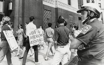 Anti-Draft Protesters Picketing Outside Federal Court Building, Boston, Massachusetts, USA, 1968