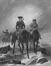 George Washington on his Mission to Ohio in 1754, Illustration, Published by Henry J. Johnson, 1879, from Original Painting by Alonzo Chappell, 1857