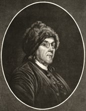 Benjamin Franklin, Portrait, Engraving by George E. Perine after Drawing by C.N. Cochin, 1777