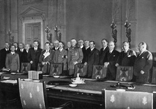 Adolf Hitler in Uniform with the Reich’s Cabinet Announcing Law on Conscription, Berlin, Germany, 1935
