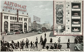 Horn and Hardart Automat, Times Square, New York City, USA, Postcard, circa 1930's