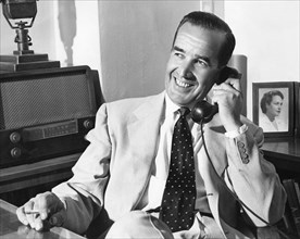 Edward R. Murrow (1908-1965), American Broadcast Journalist, Talking on Telephone, Portrait, circa 1954