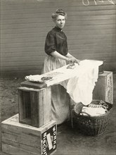 Woman Ironing Clothes, Minneapolis, Minnesota, USA, circa 1910