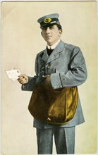 Postman with Two Letters, Hand-Colored Postcard, USA, circa 1910