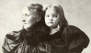 Mother and Young Daughter, Portrait, Close-Up, circa 1903