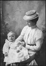 Mother Holding Infant Son on Lap, Portrait, circa 1910