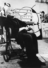 Joan Miro (1893-1983), Seated in Studio, Palma, Majorca, 1982
