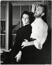 Pamela Brown and Kirk Douglas (as Vincent van Gogh), on-set of the Film, "Lust for Life", 1956