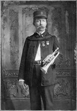 Man in Band Uniform with Cornet, Chicago, Illinois, USA, 1907