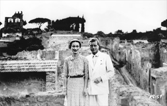 King Edward VIII and Wallis Simpson, Portrait while on Mediterranean Holiday, 1936, from the Documentary Film, "A King's Story", Columbia Pictures, 1965