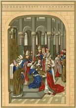 Coronation of Charles V (1338-1380), King of France, 1364, Engraving, circa 1890