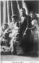 Russian Imperial Romanov Family, Nicholas II and Alexandra with Children, Portrait, circa 1905