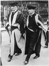 Prime Minister Stanley Baldwin with Viscount Grey after Receiving Honorary Degrees from Cambridge University, England, United Kingdom, June 1923