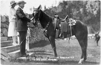 U.S. President Calvin Coolidge with Horse, circa 1925