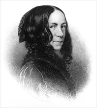 Elizabeth Barrett Browning (1806-61), Prominent English Poet, Portrait, Engraving, circa 1876