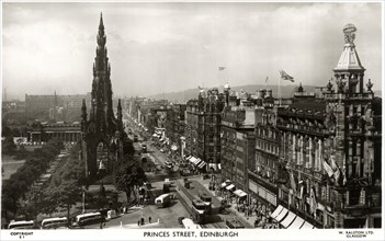 Princes Street, Edinburgh, Scotland, United Kingdom, Postcard circa 1950