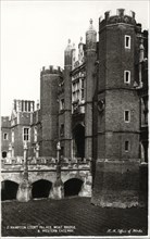 Hampton Court Palace, Moat Bridge and Western Gateway, Richmond, Surrey, England, Postcard circa 1910