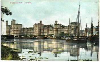 Caernarfon Castle, Wales, United Kingdom, Illustrated Postcard