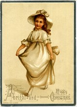 Girl in Yellow Dress, "A Bright and Happy Christmas", Christmas Card