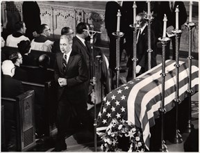 Senator Eugene McCarthy Passing Casket of Robert F. Kennedy after Receiving Communion, St. Patrick's Cathedral, New York City, USA, June 8, 1968