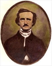 Edgar Allan Poe (1809-49), American Author and Poet, Hand-Colored Portrait