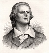 Friedrich Schiller (1759-1809), German Poet, Philosopher, Historian, and Playwright, Engraving, 1873