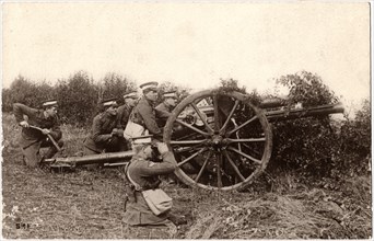 British Artillery in Action, WWI Postcard, circa 1914