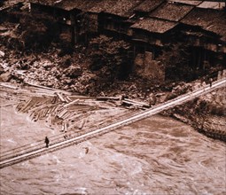 Luding Footbridge Over Dadu River, Sichuan Province, China, circa 1935