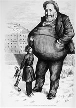 Anti-Tammany Hall Political Cartoon featuring William M. "Boss" Tweed, "Can the Law Reach Him?", by Thomas Nast, Harper's Weekly, 1872