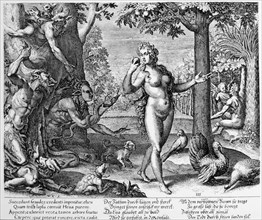 Temptation of Eve, Engraving by W. Kilian