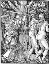 Adam and Eve "Expulsion from Paradise", Woodcut by Albrecht Durer, 1510