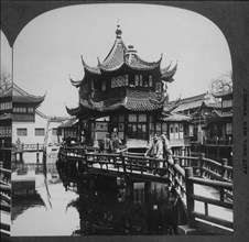 Willow Pattern Tea House, Shanghai, China, Single Image of Stereo Card, circa 1910