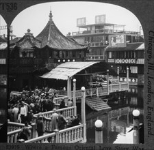 Willow Pattern Tea House, Shanghai, China, Single Image of Stereo Card, circa 1900