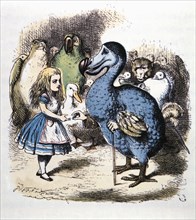 Alice and the Dodo, Alice's Adventure in Wonderland by Lewis Carroll, Hand Colored Illustration, Circa 1865