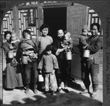 Women Carrying Babies and Cans of Milk at Free Milk Station Operated by American Missionaries, Peiping, China, circa 1900