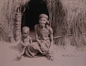 Elderly Zulu Woman with Child, Portrait, Africa, circa 1890