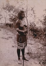 Zulu Woman Wearing Beaded Skirt and Necklace, Africa, circa 1890