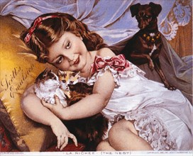 Girl Holding Kittens, Scott's Emulsion, G.M. Beck and Company, Trade Card, circa 1897