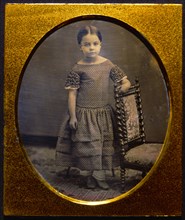 Young Girl Standing Next to Chair, Portrait, Daguerreotype, circa 1850's