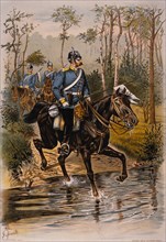 Cavalry Patrol, 16th Regiment of Dragoons, Chromolithograph, 1899