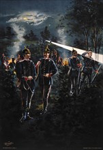 Night Picket Duty, Grand Duchy of Mecklenberg, 89th Regiment of Grenadiers, Chromolithograph, 1899