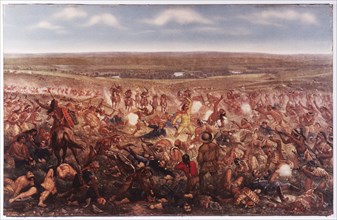 Custer's Last Fight, General George Armstrong Custer at the Battle of Little Big Horn, June 25, 1876, Lithograph circa 1896