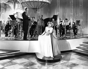 Joyce Compton with Big Band, on-set of the Film, "The Awful Truth", 1937