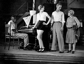 Stepin Fetchit, Mae Clarke,  Lee Tray, Daphne Pollard, on-set of the Film, "Big Time", 1929