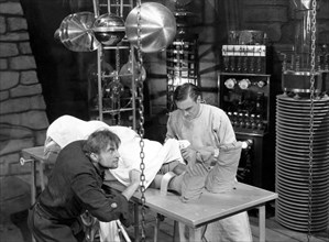 Dwight Frye, Colin Clive, on-set of the Film, "Frankenstein", 1931