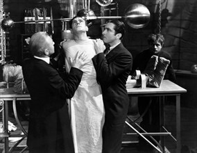 Edward Van Sloan, Colin Clive, John Boles, Dwight Frye, on-set of the Film, "Frankenstein", 1931