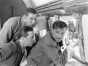 Edward Everett Horton, John Howard, Ronald Colman, on-set of the Film, "Lost Horizon", 1937